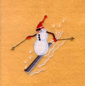 Picture of Snowman Downhill Skiing Machine Embroidery Design