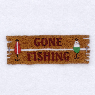 "Gone Fishing" Sign Machine Embroidery Design