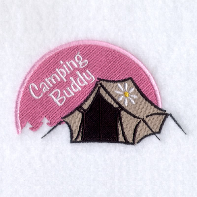 Girls Camping Tent Scene Machine Embroidery Design