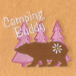 Picture of Girls Camping Bear Machine Embroidery Design