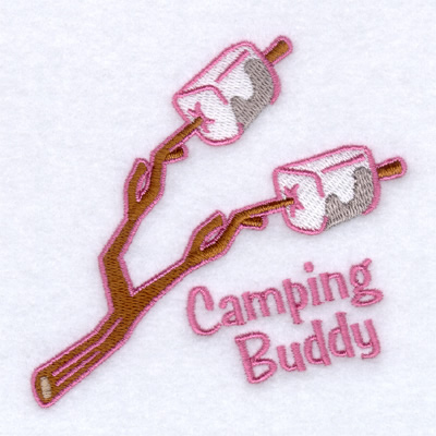 Girls Camping Marshmallows Machine Embroidery Design