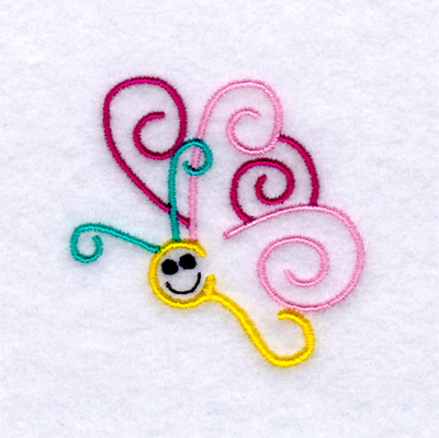 Smiling Butterfly Swirls Machine Embroidery Design