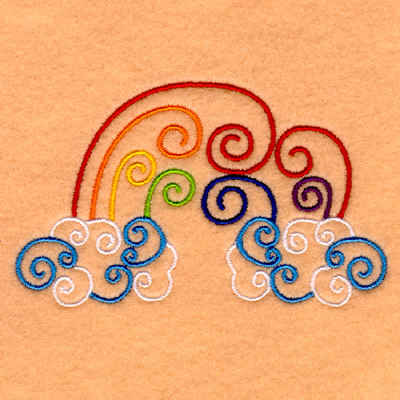 Rainbow Swirls in Cloud Machine Embroidery Design