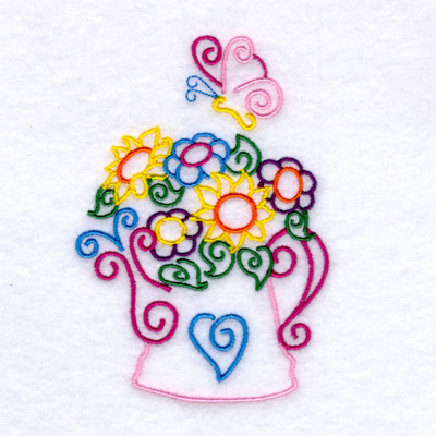 Flowering Water Can Machine Embroidery Design
