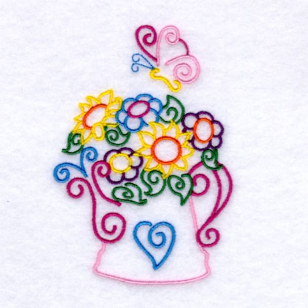 Picture of Flowering Water Can Machine Embroidery Design