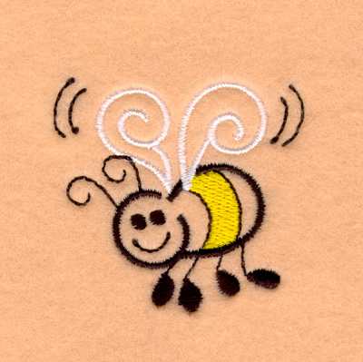 Large Smiling Bee Swirls Machine Embroidery Design