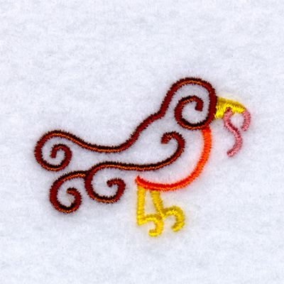 Curly Robin Machine Embroidery Design