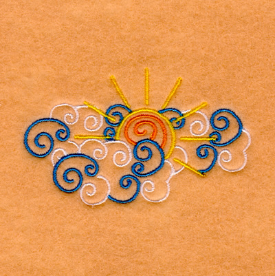 Sun in Clouds Machine Embroidery Design
