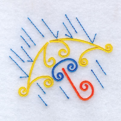 Umbrella in the Rain Machine Embroidery Design