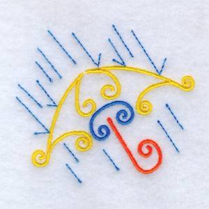 Picture of Umbrella in the Rain Machine Embroidery Design