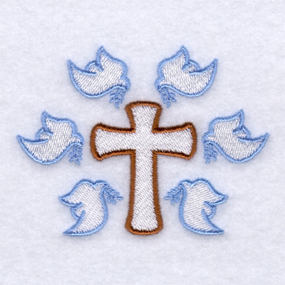 Easter Doves &  Cross Machine Embroidery Design