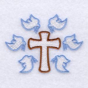 Picture of Easter Doves &  Cross Machine Embroidery Design