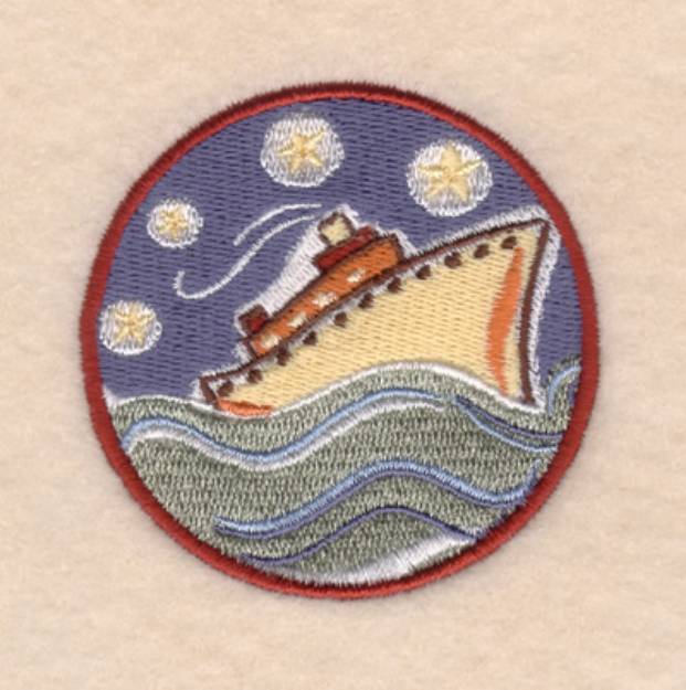 Picture of Cruise Ship in a Porthole Machine Embroidery Design