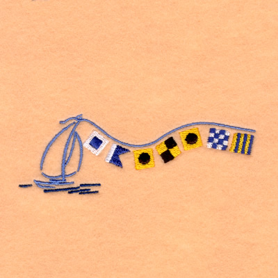 Sailboat "Sailing" Flags Machine Embroidery Design