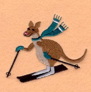 Picture of Skiing Kangaroo Machine Embroidery Design