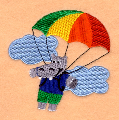 Sky Diving Elephant Machine Embroidery Design