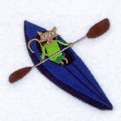 Kayaking Cat Machine Embroidery Design
