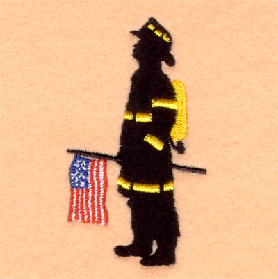 Fireman with Flag Machine Embroidery Design