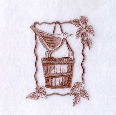 Bird on Bucket Machine Embroidery Design