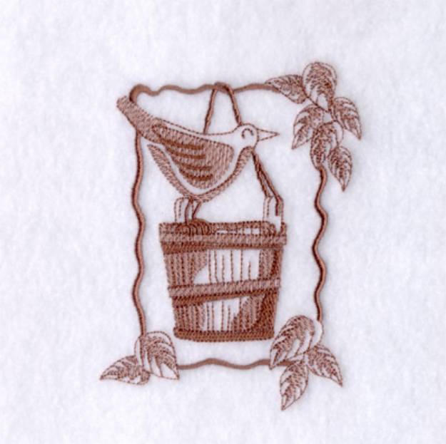 Picture of Bird on Bucket Machine Embroidery Design