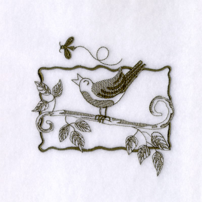 Singing Bird on a Branch Machine Embroidery Design