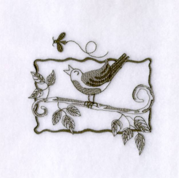 Picture of Singing Bird on a Branch Machine Embroidery Design