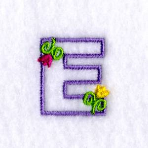 Picture of E with Tulips Machine Embroidery Design