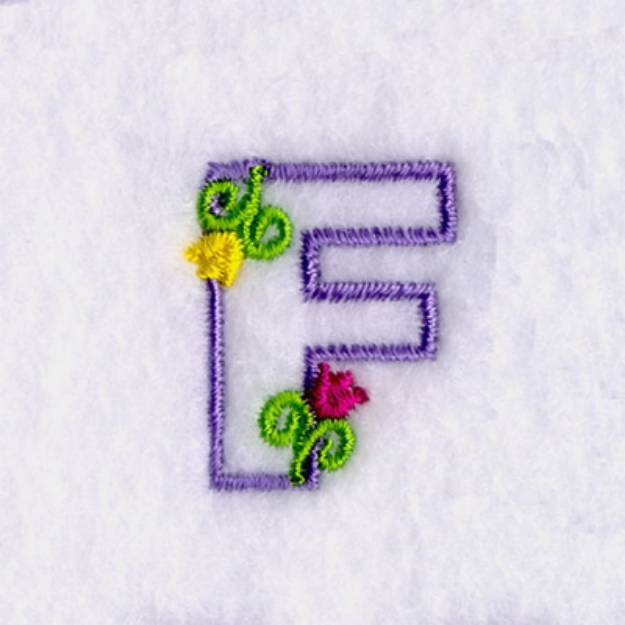 Picture of F with Tulips Machine Embroidery Design
