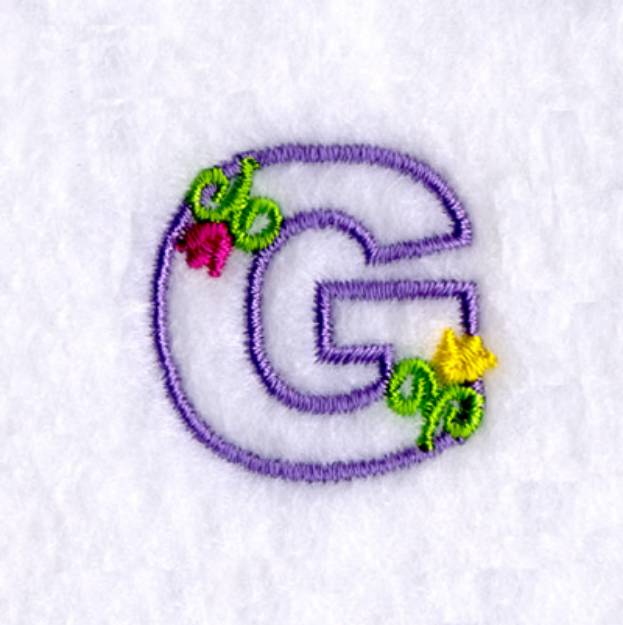 Picture of G with Tulips Machine Embroidery Design