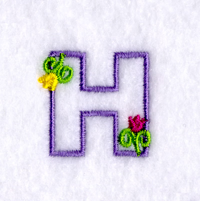H with Tulips Machine Embroidery Design