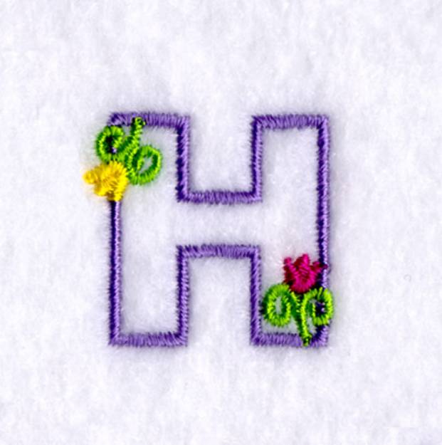 Picture of H with Tulips Machine Embroidery Design