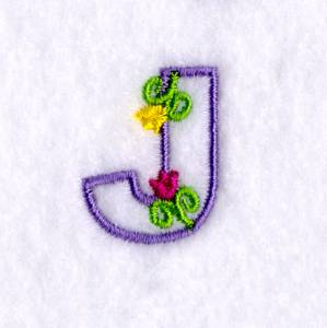 Picture of J with Tulips Machine Embroidery Design