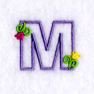 Picture of M with Tulips Machine Embroidery Design