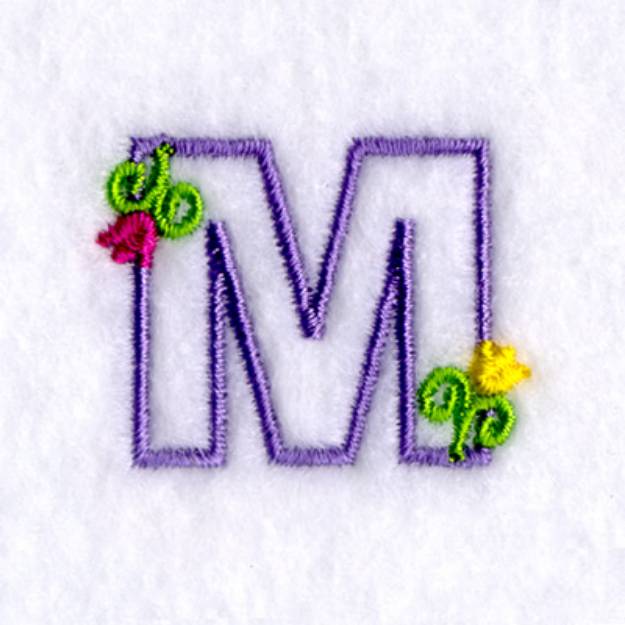 Picture of M with Tulips Machine Embroidery Design