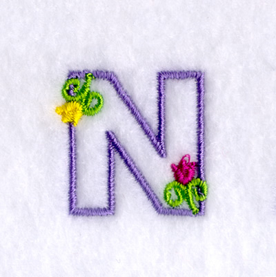 N with Tulips Machine Embroidery Design