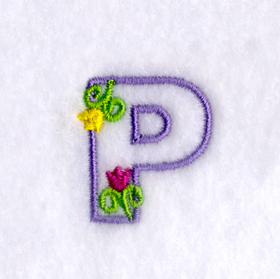 P with Tulips Machine Embroidery Design