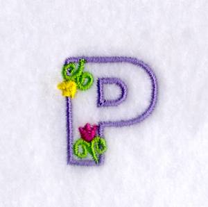 Picture of P with Tulips Machine Embroidery Design