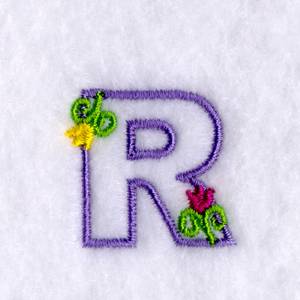 Picture of R with Tulips Machine Embroidery Design