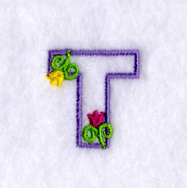 Picture of T with Tulips Machine Embroidery Design