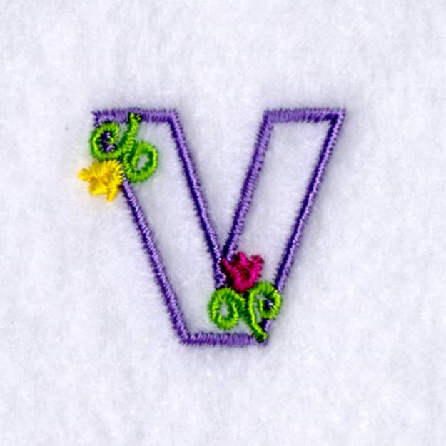 Picture of V with Tulips Machine Embroidery Design
