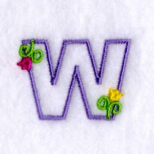 Picture of W with Tulips Machine Embroidery Design