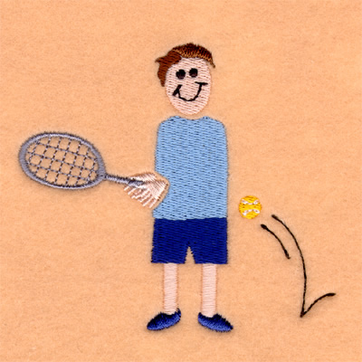 Dad Playing Tennis Machine Embroidery Design