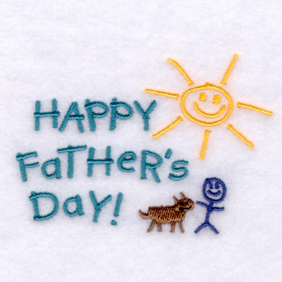 Happy Fathers Day Childs Drawing Machine Embroidery Design