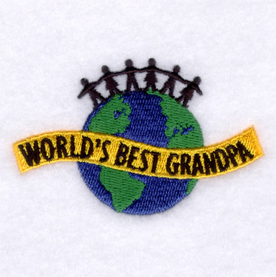 Worlds Best Grandpa Globe Machine Embroidery Design