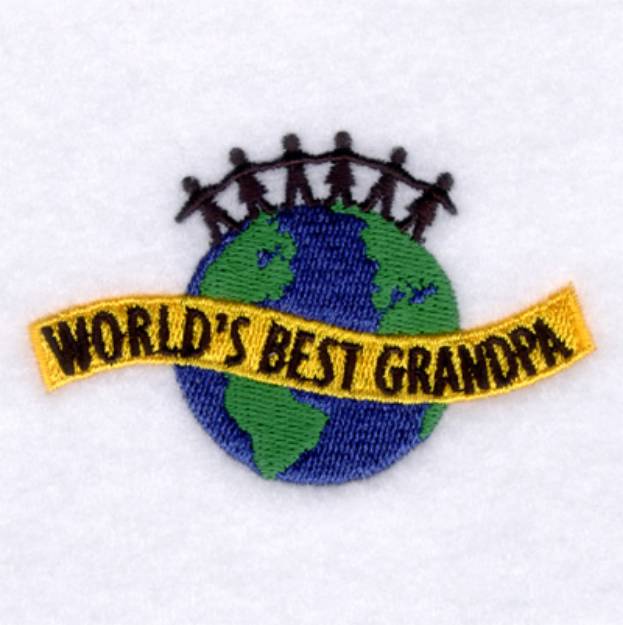 Picture of Worlds Best Grandpa Globe Machine Embroidery Design