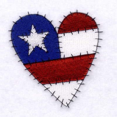 U.S. Flag Heart Machine Embroidery Design