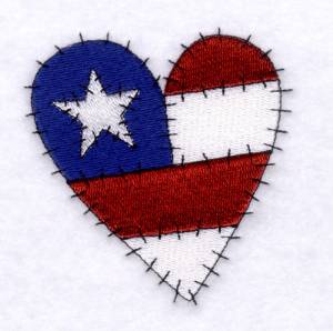 Picture of U.S. Flag Heart Machine Embroidery Design