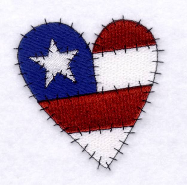 Picture of U.S. Flag Heart Machine Embroidery Design