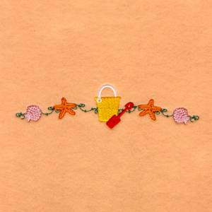 Picture of Summer Beach Sand Pail Long Machine Embroidery Design