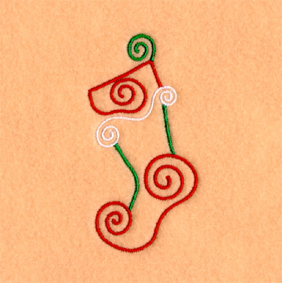 Christmas Stocking Swirls Machine Embroidery Design